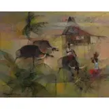 Paisaje Filipino by Romeo Tabuena, 1967, Acrylic on Masonite, sold May 2021