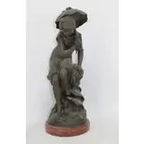 Mathurin Moreau, Untitled, Bronze Sculpture A well executed bronze of a young girl at the beach with parasol