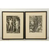 Albrect Durer, Adam and Eve, Pair of etchings