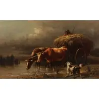 Henry Bispham, Farm Scene, Oil on canvas