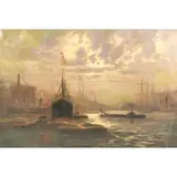 Frederick William Scarborough, Port of London, Oil on canvas