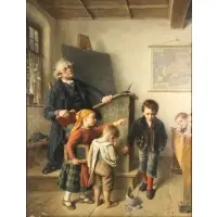 Wilhelm Schütze, School Lesson, Oil on canvas