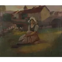 Breton Woman by Joseph Malachy Kavanagh, Oil on canvas, sold May 2021