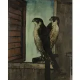 Charles Levier, Falcons II, Oil on canvas