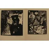 Margarete Hamerschlag, Expressionist Scenes, Pair of woodcuts