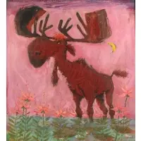 Bob Jones, Moose, Oil on board