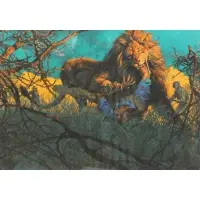 A Lion Mangled Me by Frank McCarthy, 1963, Casein on board, sold May 2021