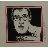 Keith Haring, Self Portrait (Invitation to Palladium Dinner), Color screenprint