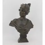 A Villanis, Lucrese, Bronze Bust "Lucrese" Signed on the base with foundry mark