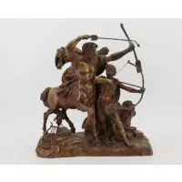 Pierre Alexandre Schoenewerk, Untitled, Large And Impressive Bronze Sculpture of warriors and snake signed on the base
