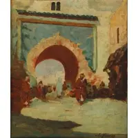 J Fordes, Orientalist Scene, Oil on panel
