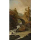 Alfred Augustus Glendening, Jr., A Bridge on the Doe, Oil on canvas