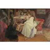 Romà Ribera i Cirera, Girl with Slipper, Oil on canvas