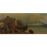 R Schumann, Port Scene, Oil on canvas