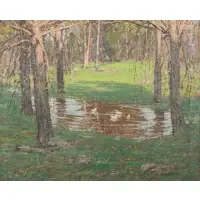 Samuel Harkness McCrea, Garden Pond, Old Lyme, Connecticut, Oil on canvas