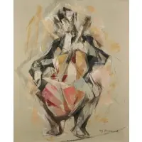 Cellist by William Meyerowitz, Oil on canvas, sold Apr 2021