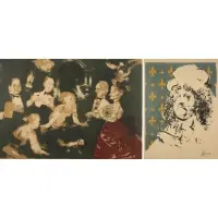 Jack Levine, The Art Lover, Pair of Lithographs