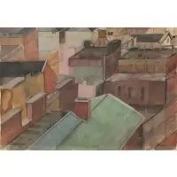 Ellen Adler, Rooftops, Watercolor