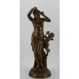 Jean-Louis Grégoire, Untitled, Bronze Sculpture Large gilt bronze sculpture of a classical nude beauty with Cherub
