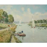 Jacques Bouyssou, Dimanche Sur La Marne, Oil on canvas