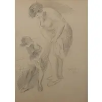 Figure Study by Raphael Soyer, Pencil on paper, sold Mar 2021