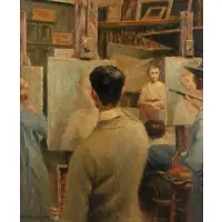 Oswald Jackson, Art School Scene, Oil on canvas