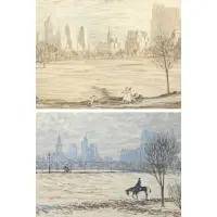 Central Park Scenes by Henry Ives Cobb, Pair of watercolors, sold Mar 2021