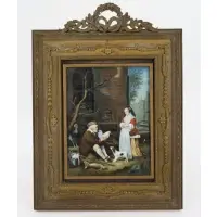 Gabriel Metsu, Follower Painting On Bone, In an ornate French bronze frame