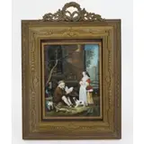 Gabriel Metsu, Follower Painting On Bone, In an ornate French bronze frame