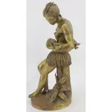 Edmund Louis Auguste Leveque, Untitled, Gilt bronze sculpture of a woman breast feeding child