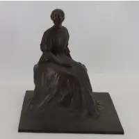 Raphael Schwartz, Untitled, Large signed bronze sculpture of a lady seated in flowing dress