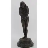 Jean-Antoine Houdon, The Cold One, Signed Bronze Sculpture