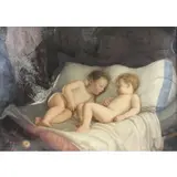 Blas A. Fagioni, Two sleeping babies, Oil on canvas