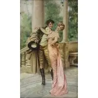 Frédéric Soulacroix, Courting Scene, Oil on canvas