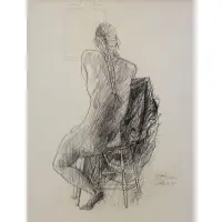 Nude Study by Byron Browne, Pencil drawing, sold Feb 2021