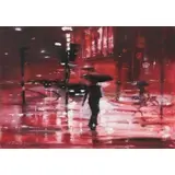 Luis Enrique Camejo, Rainy Cityscape, Oil on canvas