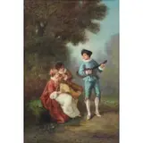 Adolphe Joseph Thomas Monticelli, Garden Scene, Oil on canvas