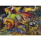 Josef Presser, Carousel Horses, Oil on board
