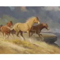 Horses by Gerald McCann, Oil on canvas, sold Jan 2021