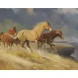 Gerald McCann, Horses, Oil on canvas
