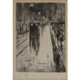 Lesser Ury, Leipzigerstraße im Regen., Etching