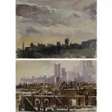 Richard Segalman, Cityscapes, Pair of watercolors