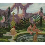 Garden Scene by Octave Denis Victor Guillonnet, Oil on panel, sold Jan 2021