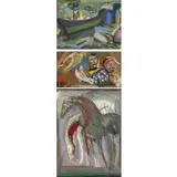 Josef Presser, Untitled, Grouping of three mixed media on paper