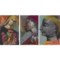 Josef Presser, Portraits, Grouping of three mixed media on paper