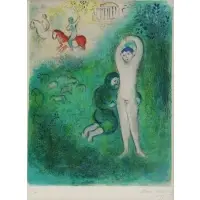 Daphnis et Gnathon by Marc Chagall, Lithograph, sold Jan 2021