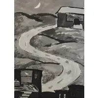 Won-suk Kim, Surrealist Landscape, Mixed media on paper