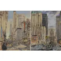 Kamil Kubík, New York Scenes, Pair of Pastels