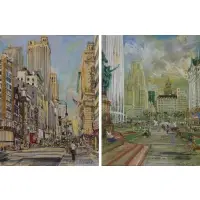 Kamil Kubík, New York Scenes, Pair of Pastels