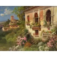 Sanchez, Landscape with Villa, Oil on Canvas